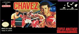 Top of cartridge artwork for Chavez on the Nintendo SNES.