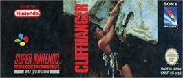 Top of cartridge artwork for Cliffhanger on the Nintendo SNES.