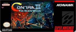 Top of cartridge artwork for Contra III: The Alien Wars on the Nintendo SNES.