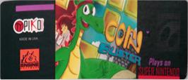 Top of cartridge artwork for Corn Buster on the Nintendo SNES.
