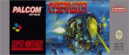 Top of cartridge artwork for Cybernator on the Nintendo SNES.