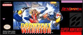 Top of cartridge artwork for Doomsday Warrior on the Nintendo SNES.