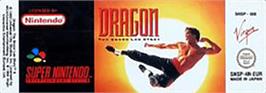 Top of cartridge artwork for Dragon: The Bruce Lee Story on the Nintendo SNES.