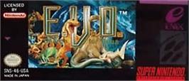 Top of cartridge artwork for E. V. O.: Search for Eden on the Nintendo SNES.
