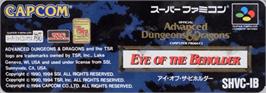 Top of cartridge artwork for Eye of the Beholder on the Nintendo SNES.