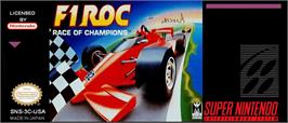 Top of cartridge artwork for F1ROC: Race of Champions on the Nintendo SNES.
