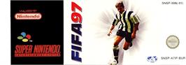 Top of cartridge artwork for FIFA 97: Gold Edition on the Nintendo SNES.