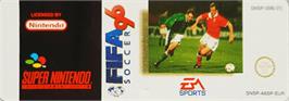 Top of cartridge artwork for FIFA Soccer 96 on the Nintendo SNES.