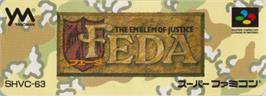 Top of cartridge artwork for Feda - The Emblem Of Justice on the Nintendo SNES.