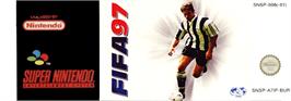 Top of cartridge artwork for Fifa 97 on the Nintendo SNES.