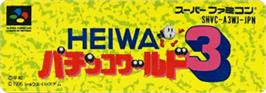 Top of cartridge artwork for Heiwa Pachinko World 3 on the Nintendo SNES.