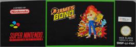 Top of cartridge artwork for James Bond Jr. on the Nintendo SNES.