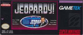 Top of cartridge artwork for Jeopardy! on the Nintendo SNES.