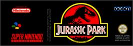Top of cartridge artwork for Jurassic Park on the Nintendo SNES.
