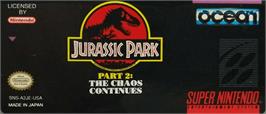 Top of cartridge artwork for Jurassic Park Part 2: The Chaos Continues on the Nintendo SNES.