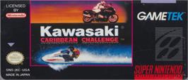 Top of cartridge artwork for Kawasaki Caribbean Challenge on the Nintendo SNES.