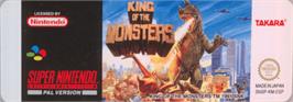 Top of cartridge artwork for King Of The Monsters on the Nintendo SNES.