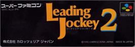 Top of cartridge artwork for Leading Jockey 2 on the Nintendo SNES.