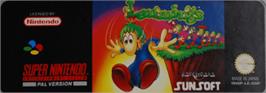 Top of cartridge artwork for Lemmings on the Nintendo SNES.