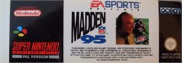Top of cartridge artwork for Madden Nfl 95 on the Nintendo SNES.