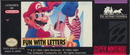Top of cartridge artwork for Mario's Early Years: Fun With Letters on the Nintendo SNES.