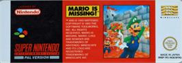 Top of cartridge artwork for Mario is Missing! on the Nintendo SNES.