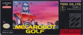 Top of cartridge artwork for Mecarobot Golf on the Nintendo SNES.