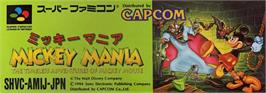 Top of cartridge artwork for Mickey Mania - The Timeless Adventures Of Mickey Mouse on the Nintendo SNES.