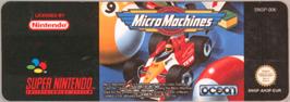Top of cartridge artwork for Micro Machines on the Nintendo SNES.
