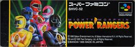 Top of cartridge artwork for Mighty Morphin Power Rangers: The Fighting Edition on the Nintendo SNES.