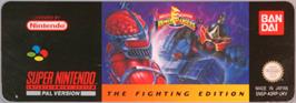 Top of cartridge artwork for Mighty Morphin Power Rangers - The Fighting Edition on the Nintendo SNES.