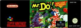 Top of cartridge artwork for Mr. Do! on the Nintendo SNES.