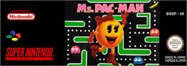 Top of cartridge artwork for Ms. Pac-Man on the Nintendo SNES.