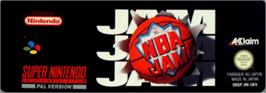 Top of cartridge artwork for NBA Jam on the Nintendo SNES.
