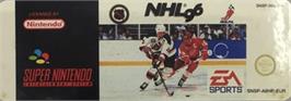 Top of cartridge artwork for NHL '96 on the Nintendo SNES.