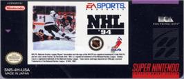 Top of cartridge artwork for NHL Hockey '94 on the Nintendo SNES.