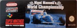 Top of cartridge artwork for Nigel Mansell's World Championship on the Nintendo SNES.