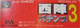 Top of cartridge artwork for Nishijin Pachinko 3 on the Nintendo SNES.