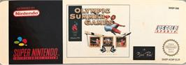 Top of cartridge artwork for Olympic Summer Games on the Nintendo SNES.
