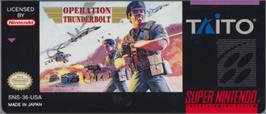 Top of cartridge artwork for Operation Thunderbolt on the Nintendo SNES.
