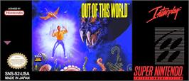 Top of cartridge artwork for Out of This World on the Nintendo SNES.