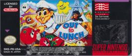 Top of cartridge artwork for Out to Lunch on the Nintendo SNES.
