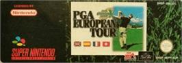 Top of cartridge artwork for PGA European Tour on the Nintendo SNES.