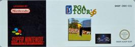 Top of cartridge artwork for PGA Tour '96 on the Nintendo SNES.