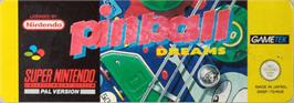 Top of cartridge artwork for Pinball Dreams on the Nintendo SNES.