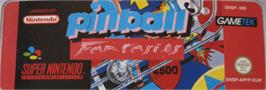 Top of cartridge artwork for Pinball Fantasies on the Nintendo SNES.