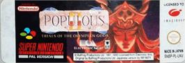 Top of cartridge artwork for Populous II: Trials of the Olympian Gods on the Nintendo SNES.