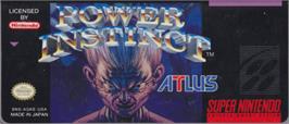 Top of cartridge artwork for Power Instinct on the Nintendo SNES.