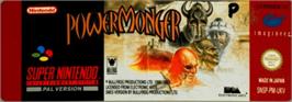 Top of cartridge artwork for Powermonger on the Nintendo SNES.