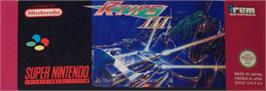 Top of cartridge artwork for R-type 3 on the Nintendo SNES.